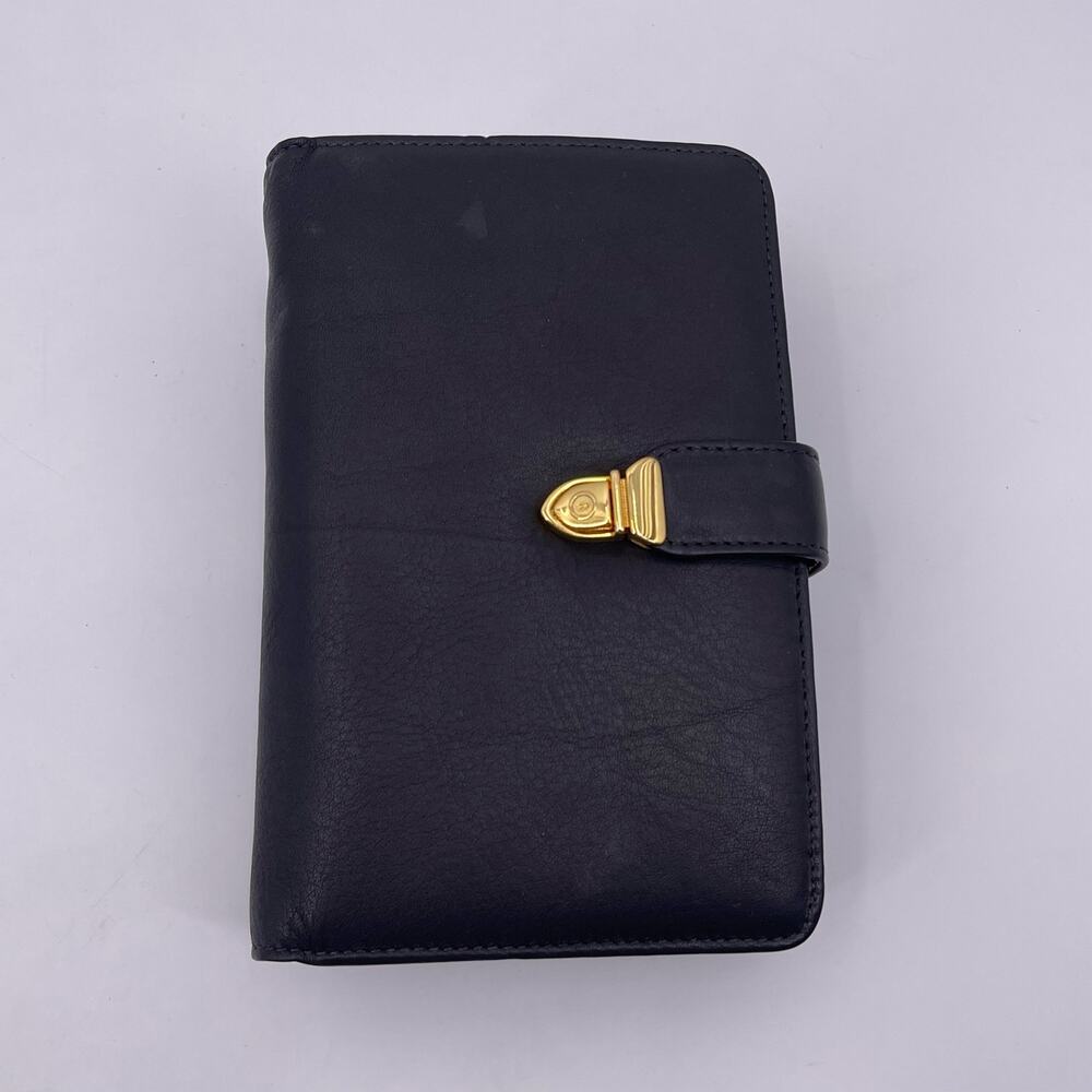 Vintage LE VOAR Black Natural Leather Clutch Large Wallet Phone Card Slots USA
